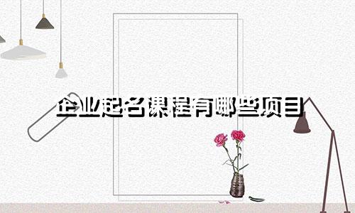 企业起名课程有哪些项目