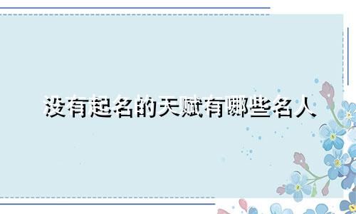 没有起名的天赋有哪些名人