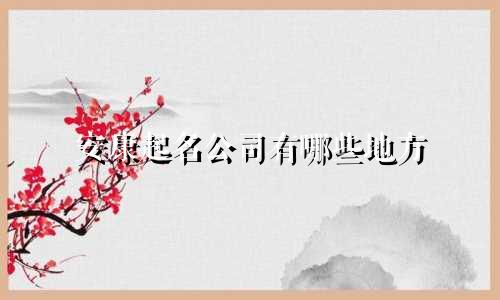 安康起名公司有哪些地方