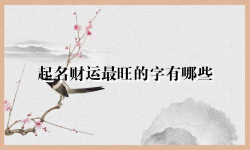 起名财运最旺的字有哪些