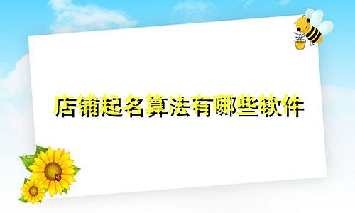 店铺起名算法有哪些软件