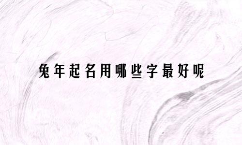 兔年起名用哪些字最好呢