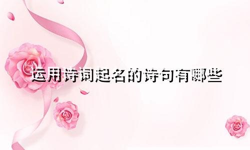 运用诗词起名的诗句有哪些