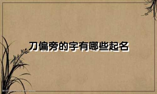 刀偏旁的字有哪些起名