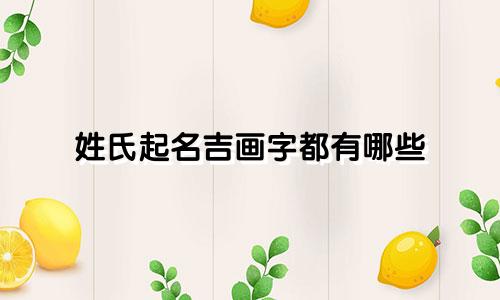 姓氏起名吉画字都有哪些