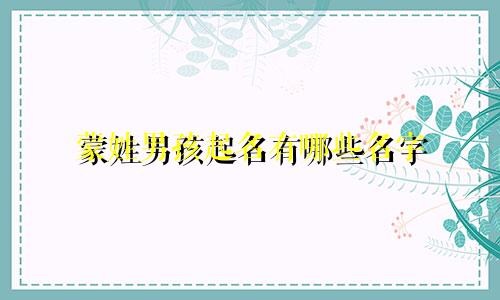 蒙姓男孩起名有哪些名字