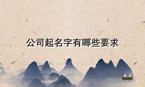 公司起名字有哪些要求