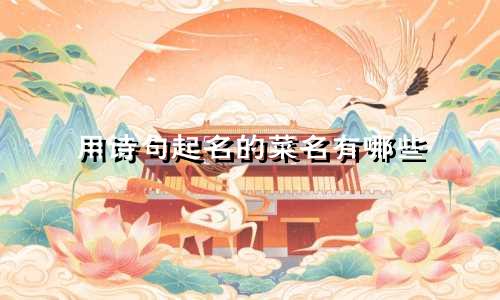 用诗句起名的菜名有哪些