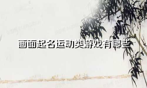 画面起名运动类游戏有哪些