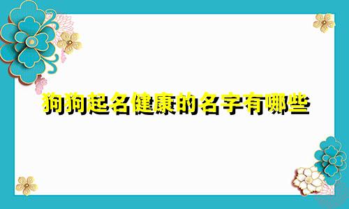 狗狗起名健康的名字有哪些