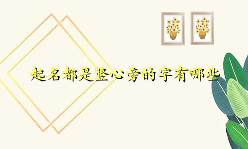 起名都是竖心旁的字有哪些