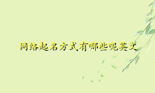 网络起名方式有哪些呢英文