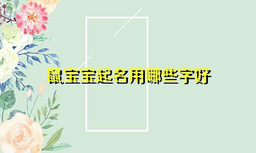 鼠宝宝起名用哪些字好