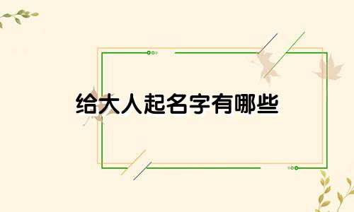 给大人起名字有哪些