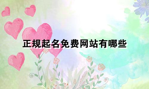 正规起名免费网站有哪些