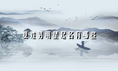 夏姓男明星起名有哪些