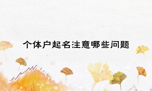 个体户起名注意哪些问题