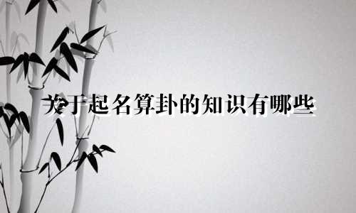 关于起名算卦的知识有哪些