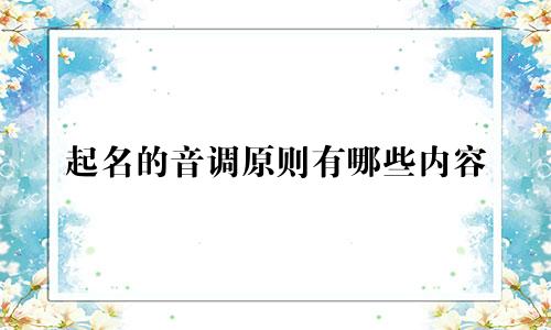 起名的音调原则有哪些内容