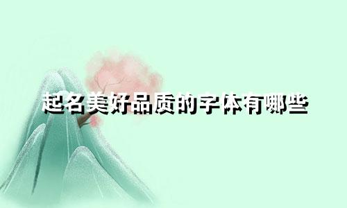 起名美好品质的字体有哪些