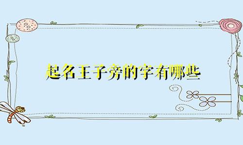 起名王子旁的字有哪些