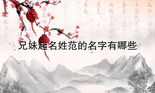 兄妹起名姓范的名字有哪些