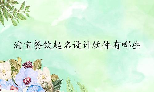 淘宝餐饮起名设计软件有哪些