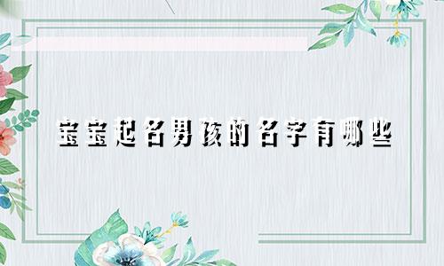 宝宝起名男孩的名字有哪些