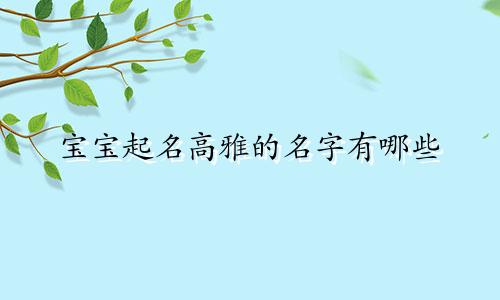 宝宝起名高雅的名字有哪些