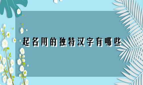 起名用的独特汉字有哪些