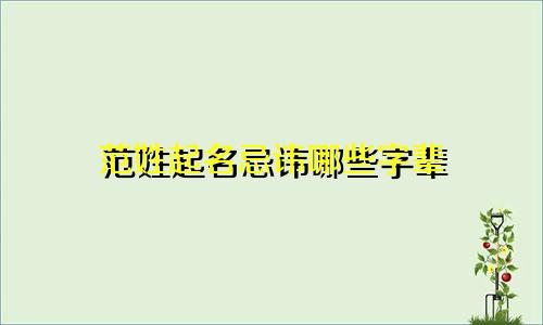 范姓起名忌讳哪些字辈