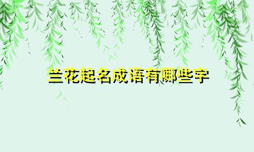 兰花起名成语有哪些字