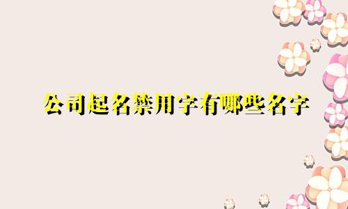 公司起名禁用字有哪些名字