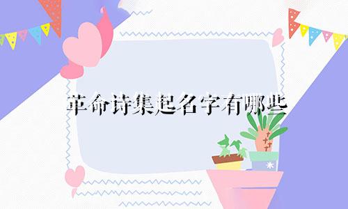 革命诗集起名字有哪些