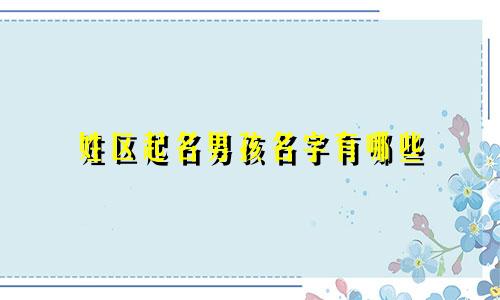 姓区起名男孩名字有哪些