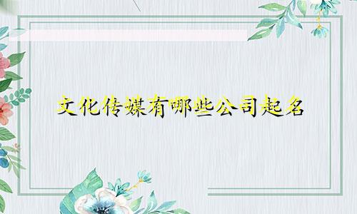 文化传媒有哪些公司起名