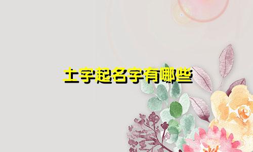 土字起名字有哪些