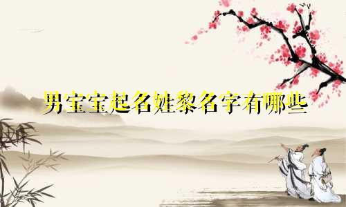 男宝宝起名姓黎名字有哪些
