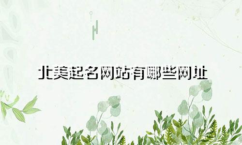 北美起名网站有哪些网址