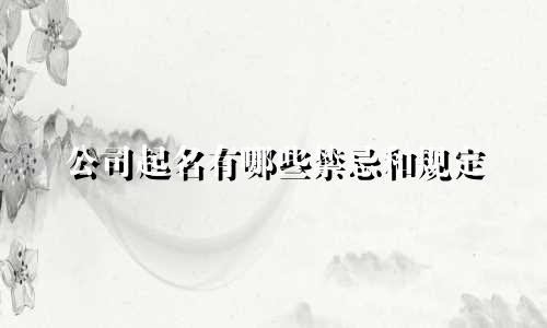 公司起名有哪些禁忌和规定