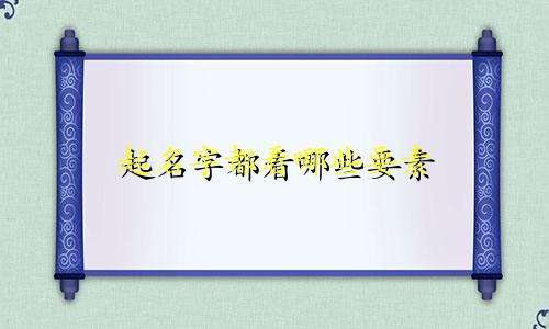 起名字都看哪些要素