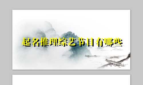 起名推理综艺节目有哪些