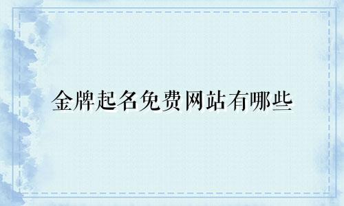金牌起名免费网站有哪些