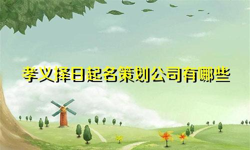孝义择日起名策划公司有哪些