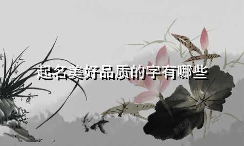 起名美好品质的字有哪些