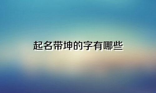 起名带坤的字有哪些