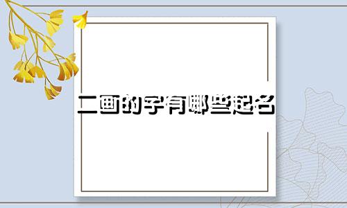 二画的字有哪些起名