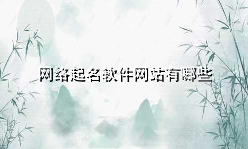 网络起名软件网站有哪些
