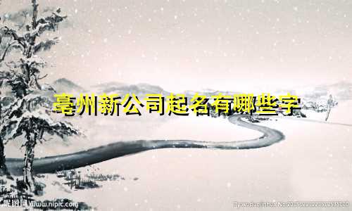 亳州新公司起名有哪些字