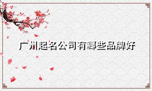 广州起名公司有哪些品牌好
